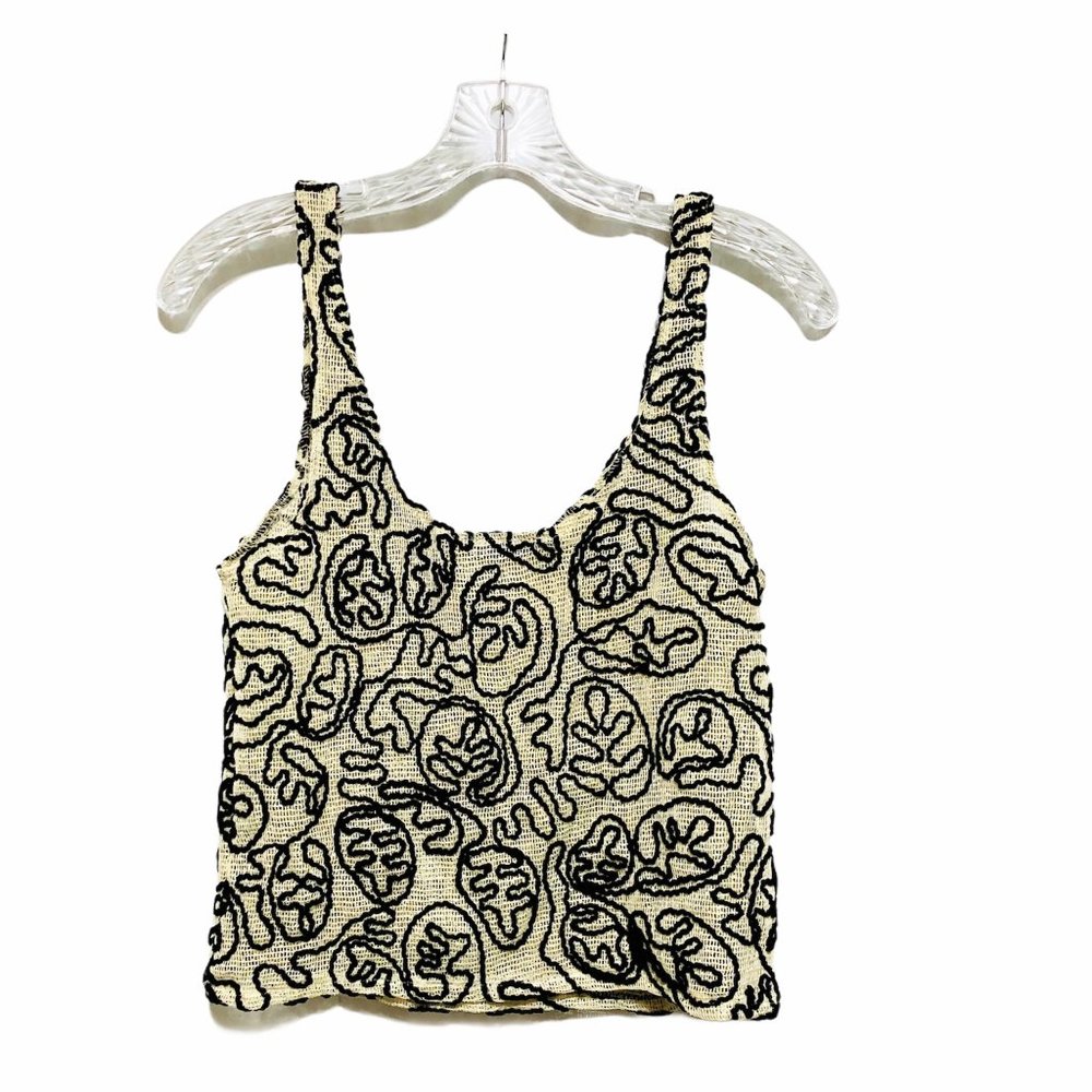 Zara Black and Cream Patterned Tank Top - Picture 4 of 4